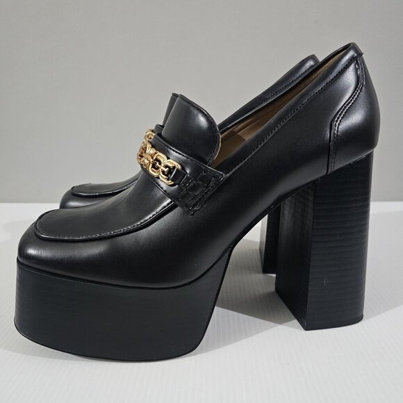 Sam Edelman Rowe Platform Loafer Size 9 Black Vegan Leather Chunky Block Heel - Picture 1 of 15